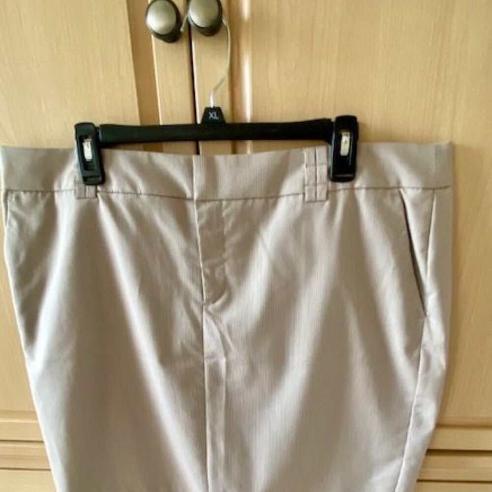 Tan and white striped skirt